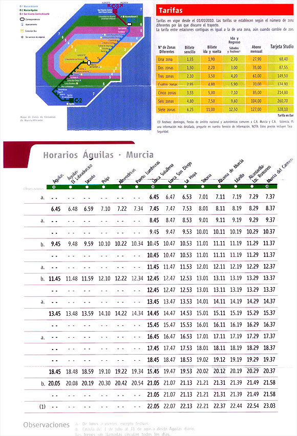 Horario Tren Águilas - Murcia