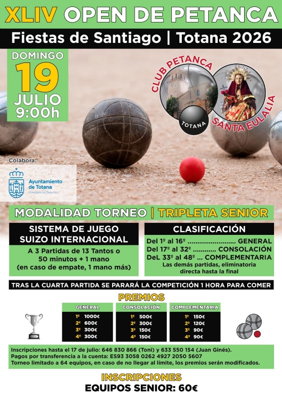XLIV OPEN DE PETANCA FIESTAS DE SANTIAGO. TOTANA 2026 - 1
