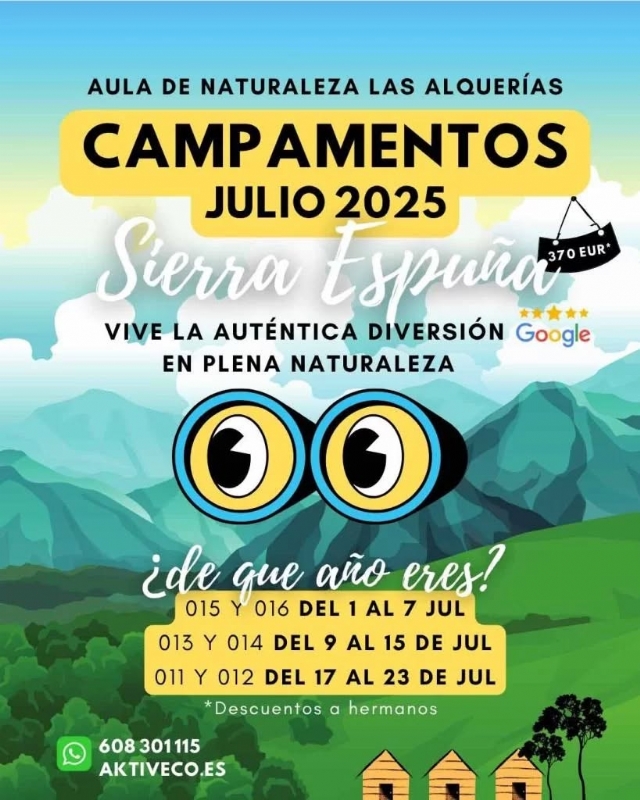 CAMPAMENTOS JULIO 2025, AULA DE LA NATURALEZA EN LAS ALQUERIAS  - 1