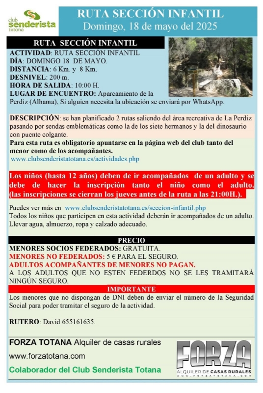 RUTA SENDERISTA : SECCIÓN INFANTIL - 1