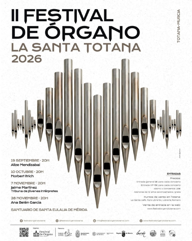 II FESTIVAL DE ÓRGANO LA SANTA TOTANA 2026. 28 NOVIEMBRE - 1