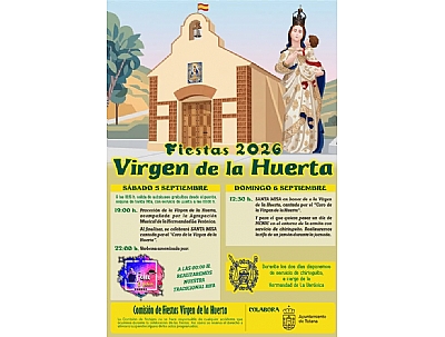 FIESTAS 2026 VIRGEN DE LA HUERTA EN TOTANA . 6 DE SEPTIEMBRE