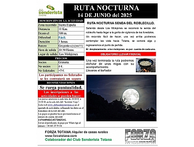 RUTA NOCTURNA SENDA DEL ROBLECILLO