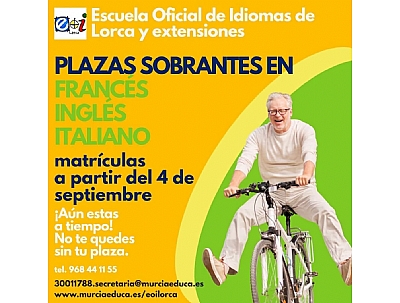 ESCUELA OFICIAL DE IDIOMAS. PLAZAS SOBRANTES. FRANCÉS, INGLÉS E ITALIANO.