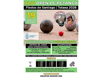 XLIV OPEN DE PETANCA FIESTAS DE SANTIAGO. TOTANA 2026