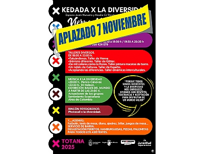 KEDADA POR LA DIVERSIDAD: APLAZADO 7 DE NOVIEMBRE KEDADA POR LA DIVERSIDAD: APLAZADO 7 DE NOVIEMBRE