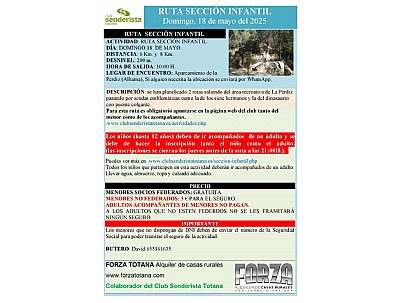 RUTA SENDERISTA : SECCIÓN INFANTIL RUTA SENDERISTA : SECCIÓN INFANTIL