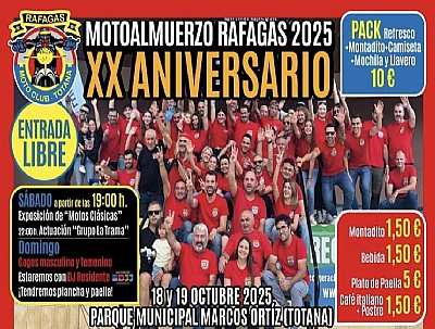 MOTO ALMUERZO RAFAGAS 2025 XX ANIVERSARIO